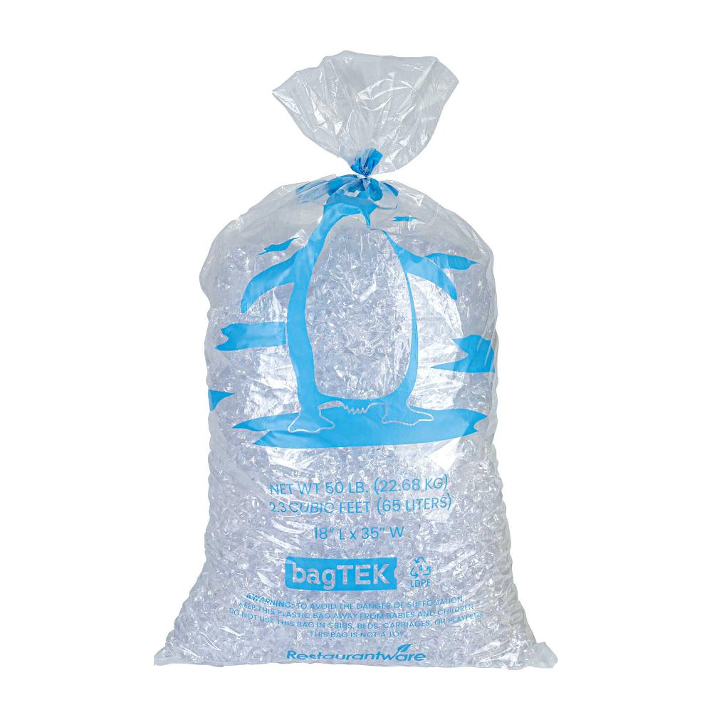 restaurantware Bag Tek 50 Lb Clear Plastic Ice Bag - with Ice Print - 200 count box