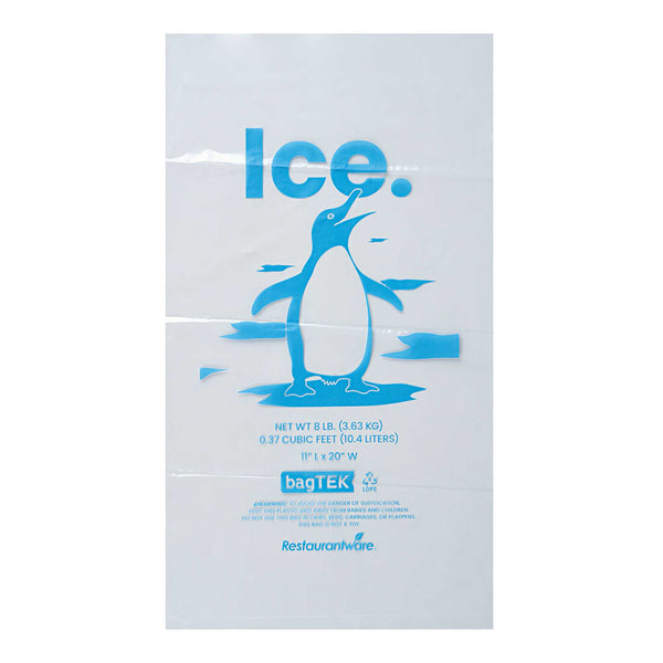 Restaurantware Bag Tek 8 Lb Clear Plastic Ice Bag - With Ice Print - 1000 Count Box