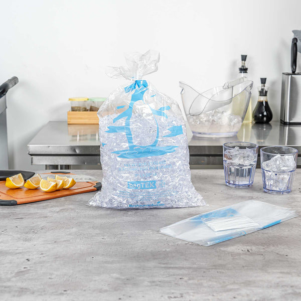 Restaurantware Bag Tek 8 Lb Clear Plastic Ice Bag - With Ice Print - 1000 Count Box