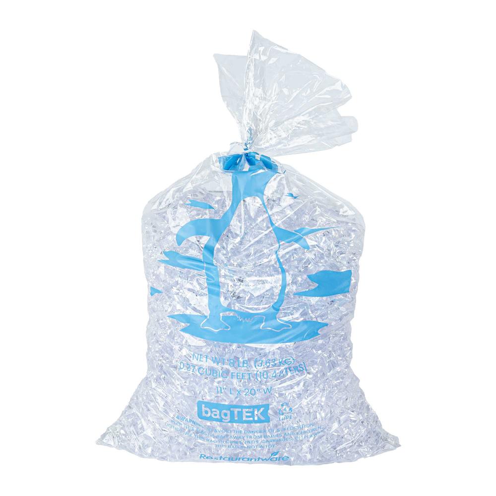 restaurantware Bag Tek 8 Lb Clear Plastic Ice Bag - with Ice Print - 1000 count box