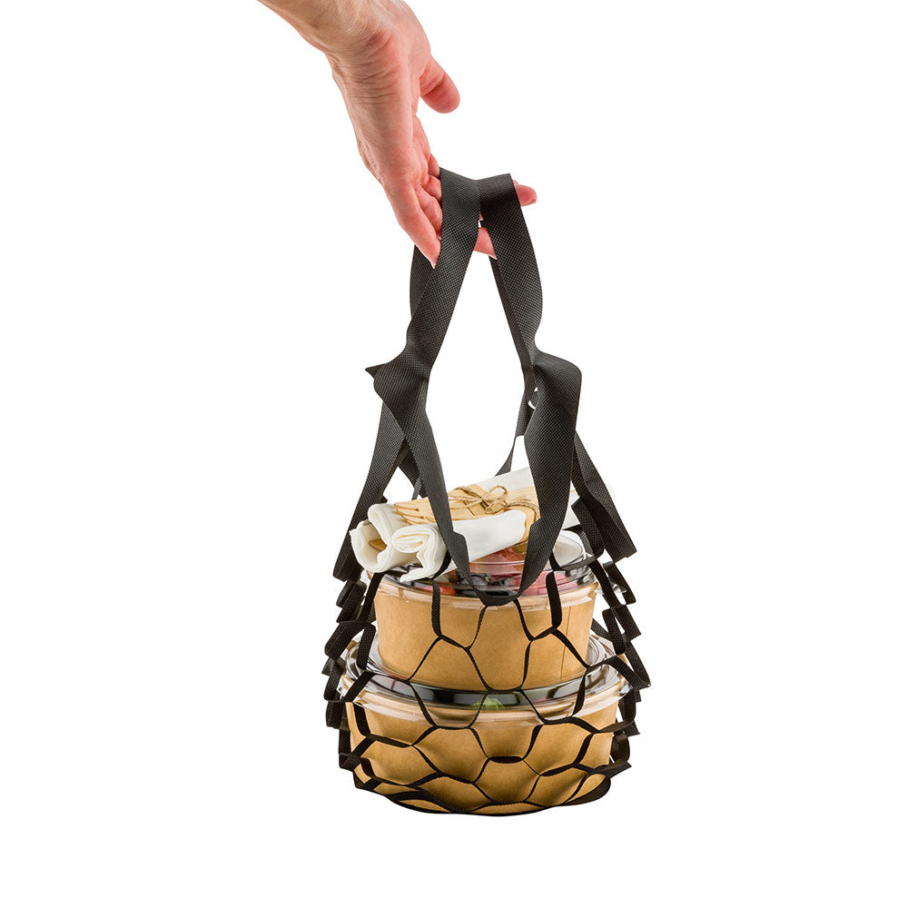 restaurantware Bag Tek Black Large Net Take Out Bag - 13 1/2" x 12 1/2" - 100 count box