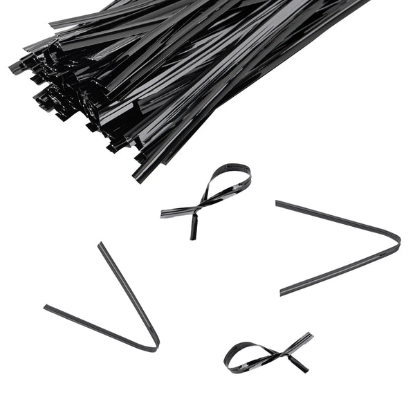 restaurantware Bag Tek Black Metallic Twist Tie / Bag Tie - 4" - 500 Count Box
