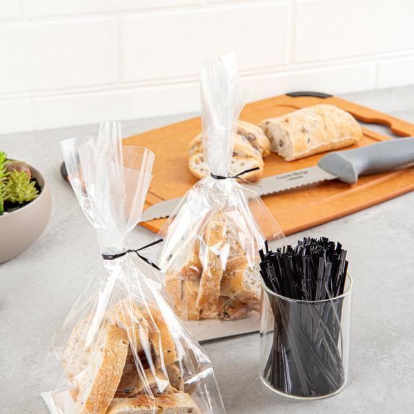 restaurantware Bag Tek Black Metallic Twist Tie / Bag Tie - 4" - 500 Count Box