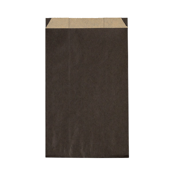 Restaurantware Bag Tek Black Paper French Fry / Snack Bag - 5" X 3" X 8 3/4" - 100 Count Box