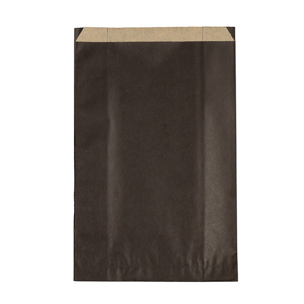 Restaurantware Bag Tek Black Paper French Fry / Snack Bag - 7" X 3" X 11" - 100 Count Box