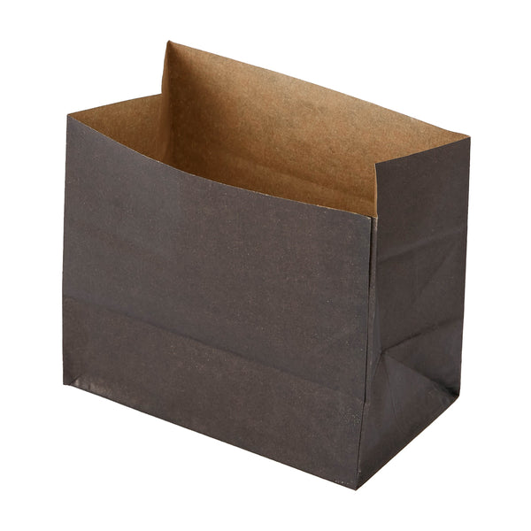 Restaurantware Bag Tek Black Paper Large Snack Bag - 4 1/4" X 2 1/2" X 3 3/4" - 100 Count Box