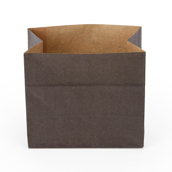 Restaurantware Bag Tek Black Paper Large Snack Bag - 4 1/4" X 2 1/2" X 3 3/4" - 100 Count Box