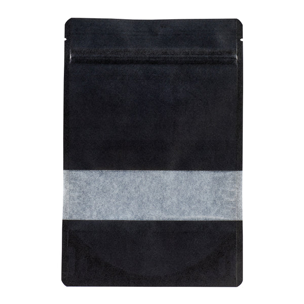 Restaurantware Bag Tek Black Plastic Large Window Bag - Heat Sealable - 9" X 6" X 1 1/2" - 100 Count Box