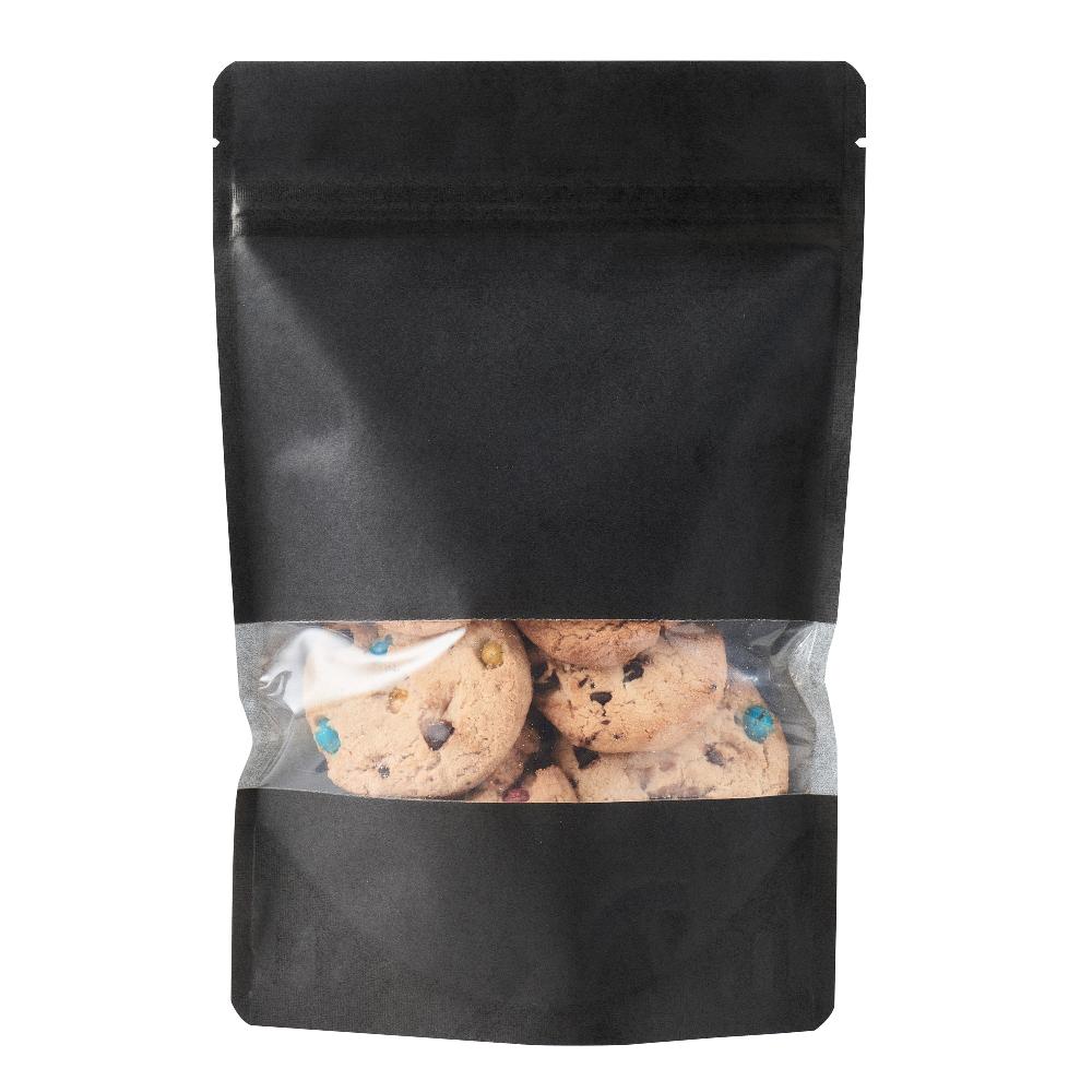 restaurantware Bag Tek Black Plastic Large Window Bag - Heat Sealable - 9" x 6" x 1 1/2" - 100 count box
