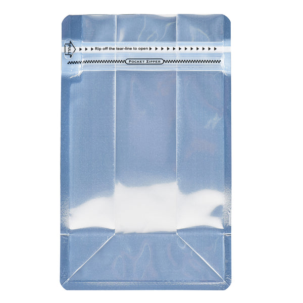 Restaurantware Bag Tek Black Plastic Medium Snack Bag - Double Seal Rip Lock Heat Sealable - 8" X 5" X 3 1/4" - 100 Count Box