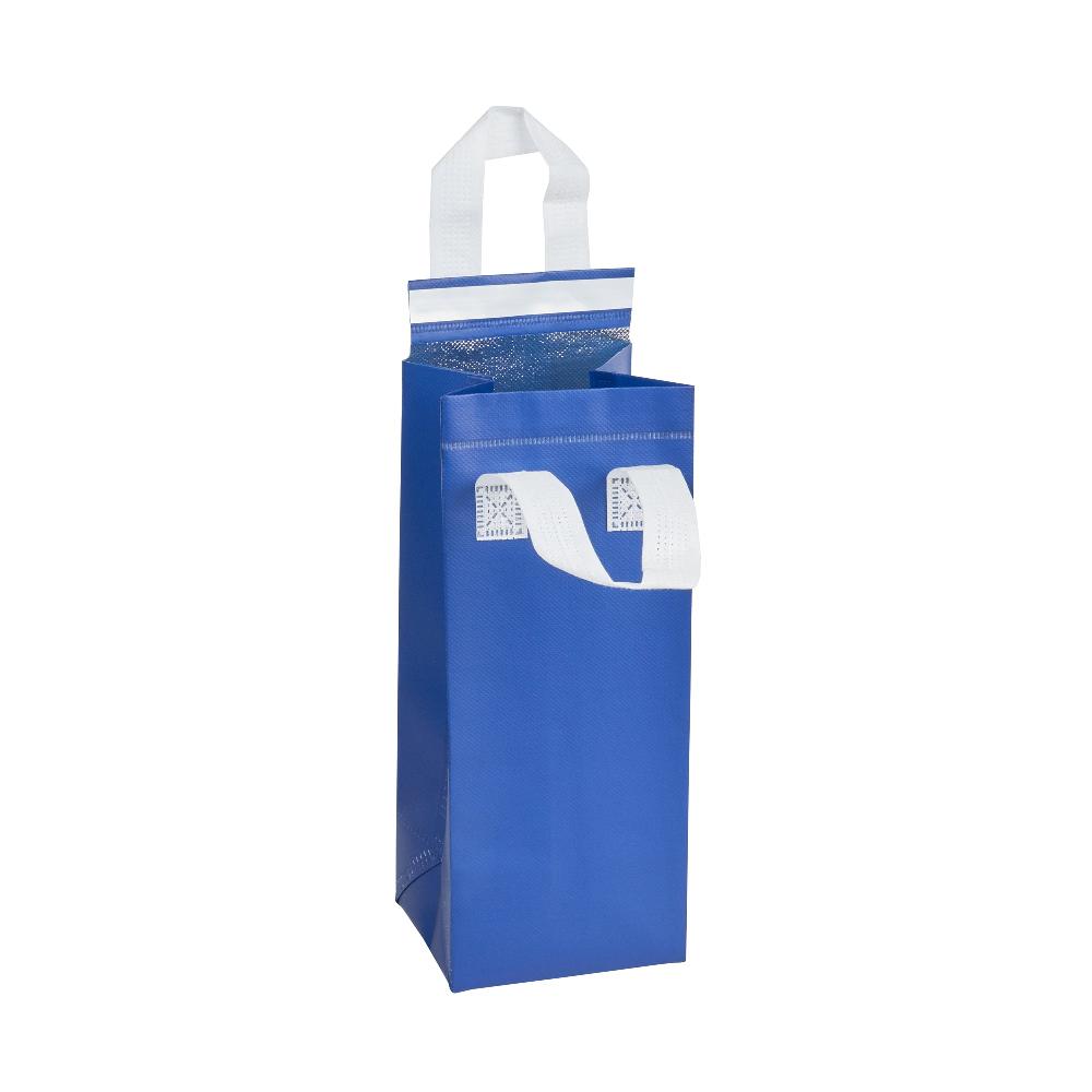 restaurantware Bag Tek Blue Insulated Take Out Bag - Tamper-Evident - 4 3/4" x 4" x 11" - 100 count box