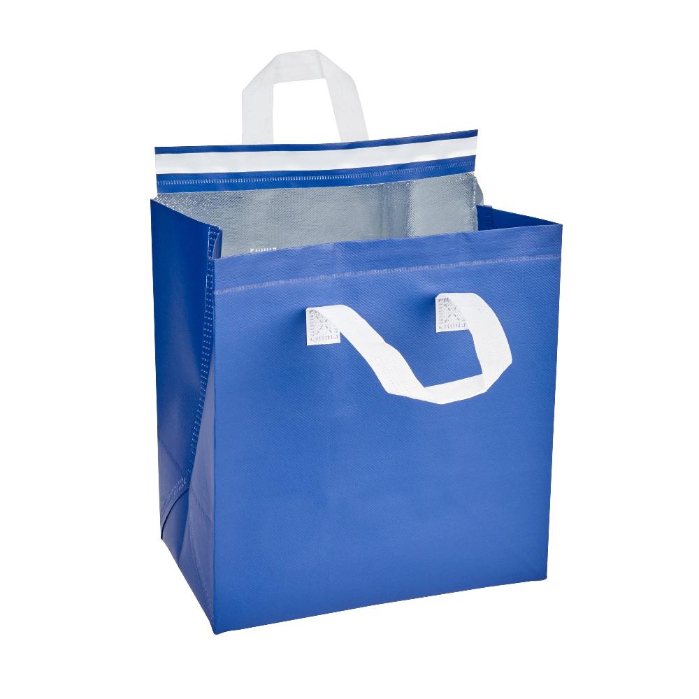 restaurantware Bag Tek Blue Insulated Take Out Bag - Tamper-Evident - 10 1/4" x 6 3/4" x 11" - 100 count box