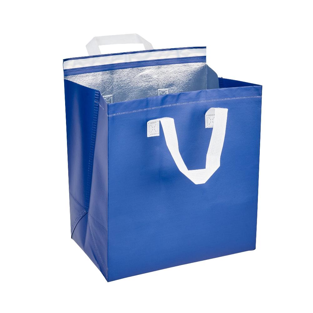 restaurantware Bag Tek Blue Insulated Take Out Bag - Tamper-Evident - 11 3/4" x 7 3/4" x 12 1/2" - 100 count box