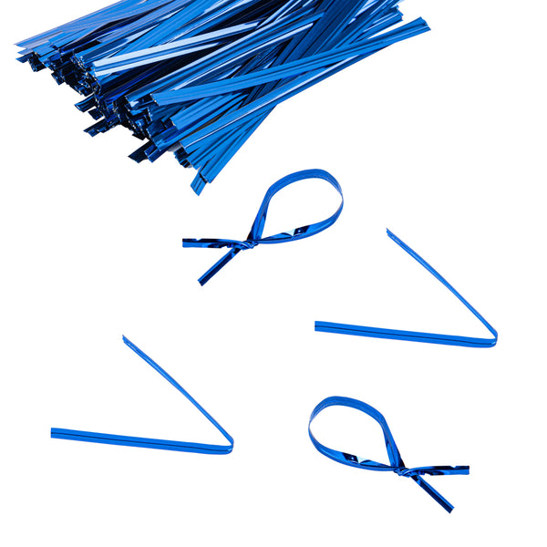 Restaurantware Bag Tek Blue Metallic Twist Tie / Bag Tie - 4" - 500 Count Box