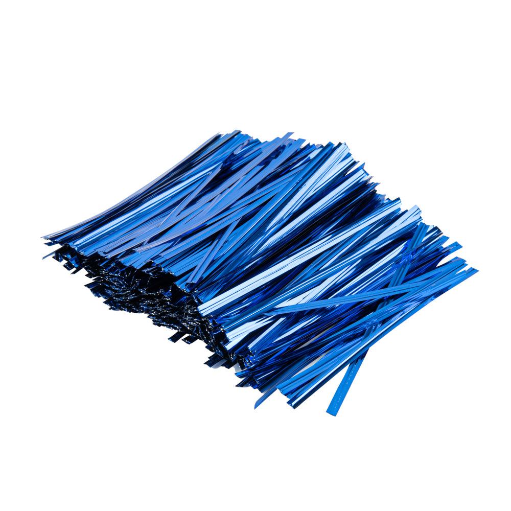 restaurantware Bag Tek Blue Metallic Twist Tie / Bag Tie - 4" - 500 count box