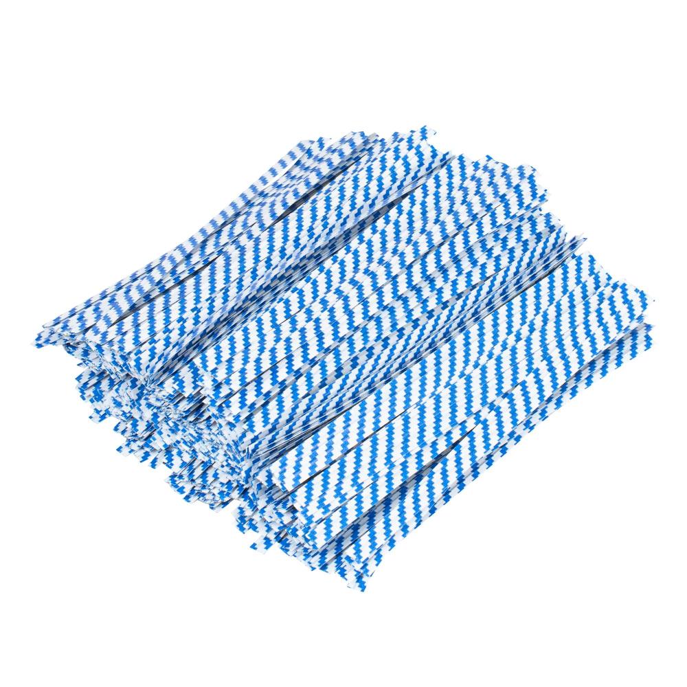restaurantware Bag Tek Blue Stripe Paper Twist Tie / Bag Tie - Laminated - 4" - 50000 count box