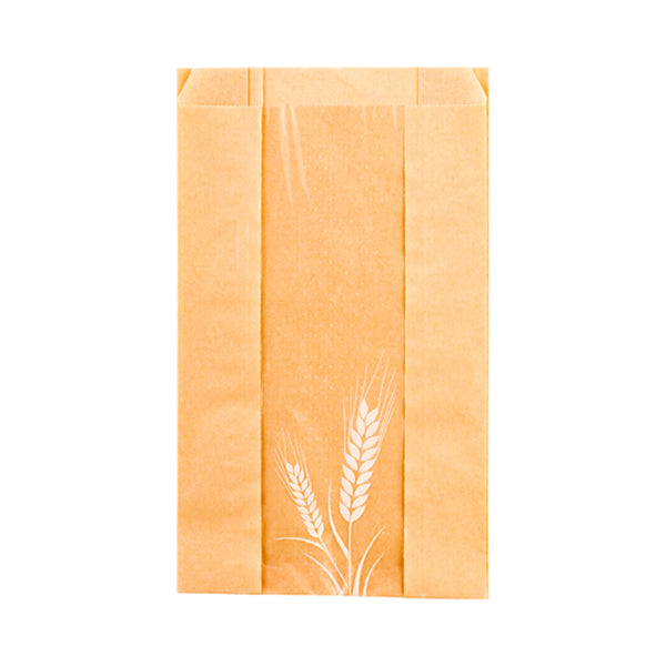 Restaurantware Bag Tek Brown Paper Bread Bag - Micro-Perforated Greaseproof Wheat Pattern - 6" X 2 3/4" X 10" - 100 Count Box