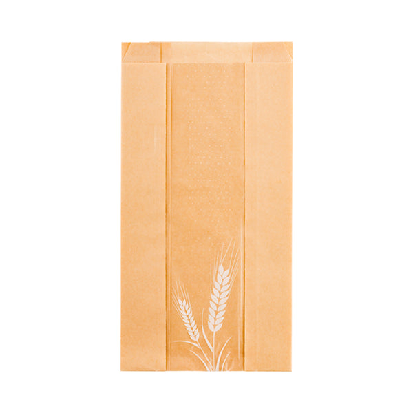 Restaurantware Bag Tek Brown Paper Bread Bag - Micro-Perforated Greaseproof Wheat Pattern - 5 3/4" X 2 3/4" X 11 1/2" - 100 Count Box