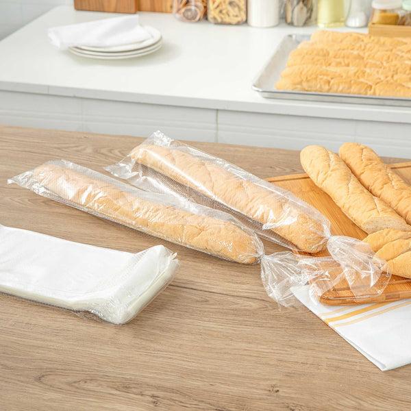 Restaurantware Bag Tek Clear Plastic Bread Bag - Micro-Perforated With Wicket Dispenser - 28" X 6" - 250 Count Box