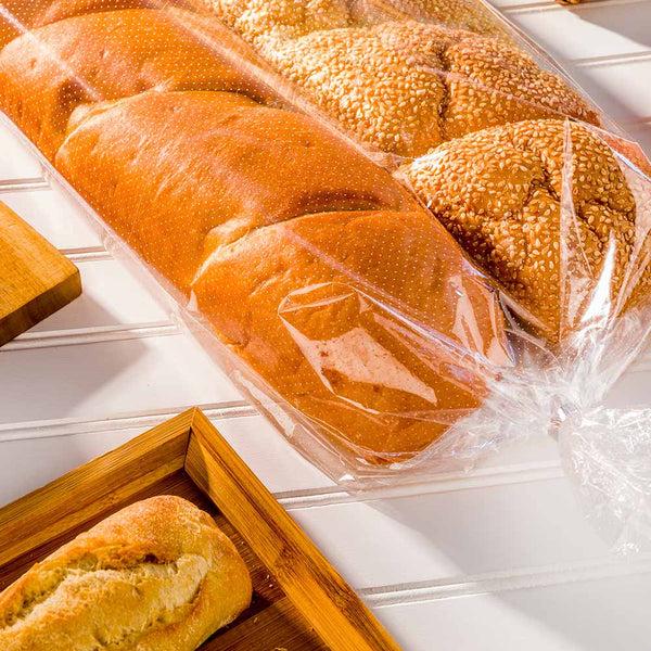 Restaurantware Bag Tek Clear Plastic Bread Bag - Micro-Perforated With Wicket Dispenser - 24" X 13" - 250 Count Box