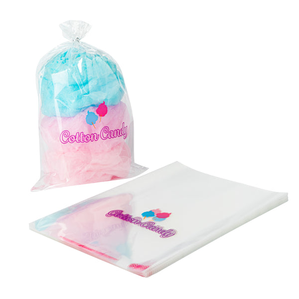 Restaurantware Bag Tek Clear Plastic Cotton Candy Bag - 12" X 18" - 100 Count Box