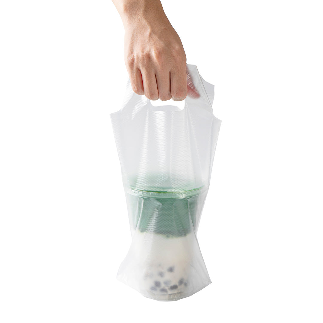 restaurantware Bag Tek Clear Plastic Drink Carrier Bag - Fits 1 Cup - 6 1/4" x 3 1/4" x 11" - 100 count box