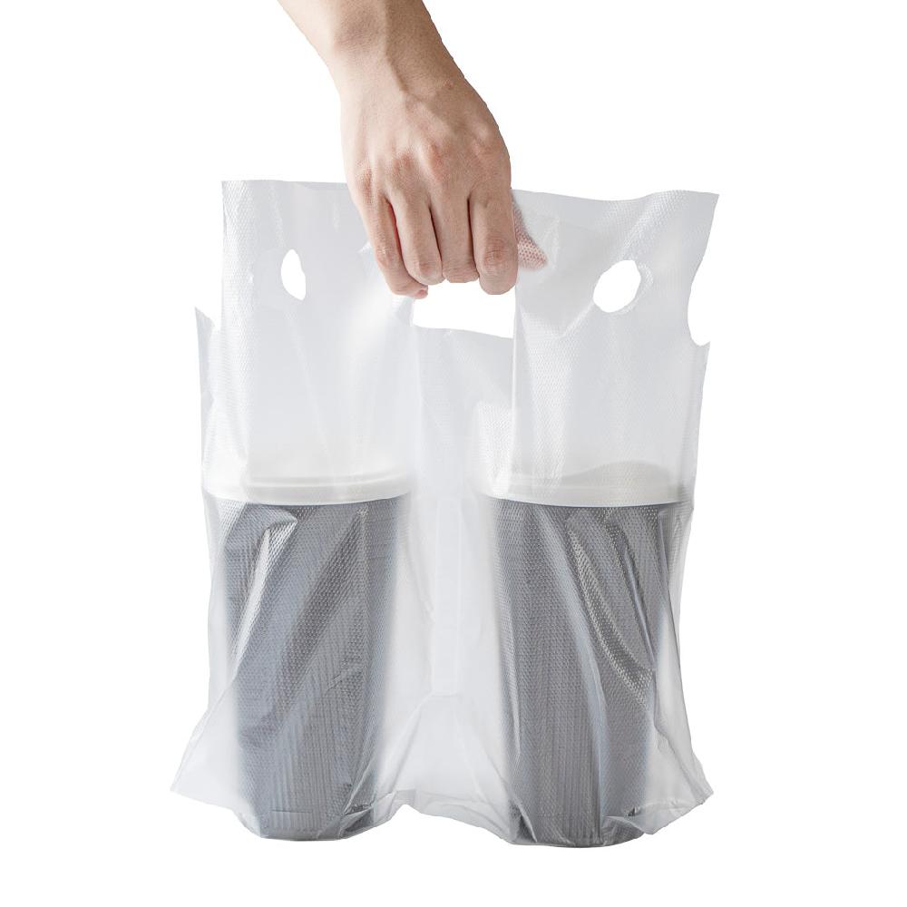 restaurantware Bag Tek Clear Plastic Drink Carrier Bag - Fits 2 Cups - 12 1/2" x 3 1/4" x 11" - 100 count box