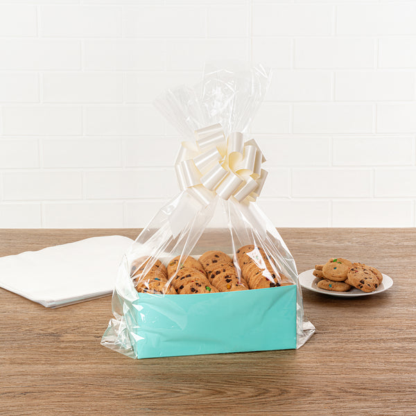 Restaurantware Bag Tek Clear Plastic Gift Basket Bag - Gusseted - 12" X 4" X 20" - 100 Count Box