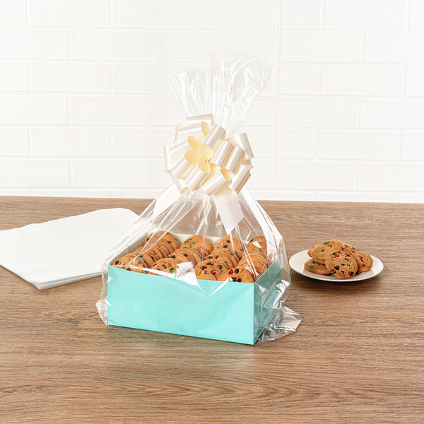 Restaurantware Bag Tek Clear Plastic Gift Basket Bag - Gusseted - 12" X 4" X 20" - 100 Count Box