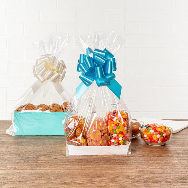 Restaurantware Bag Tek Clear Plastic Gift Basket Bag - Gusseted - 8" X 4" X 18" - 100 Count Box
