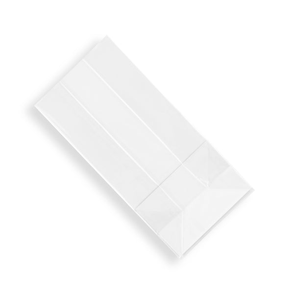 Restaurantware Bag Tek Clear Plastic Gusset Bag - Flat Bottom Paper Insert Heat Sealable - 3" X 2" X 6 1/2" - 100 Count Box