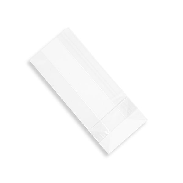 Restaurantware Bag Tek Clear Plastic Gusset Bag - Flat Bottom Paper Insert Heat Sealable - 5" X 3" X 12" - 100 Count Box