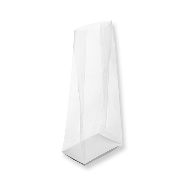 Restaurantware Bag Tek Clear Plastic Gusset Bag - Flat Bottom Paper Insert Heat Sealable - 5" X 3" X 12" - 100 Count Box