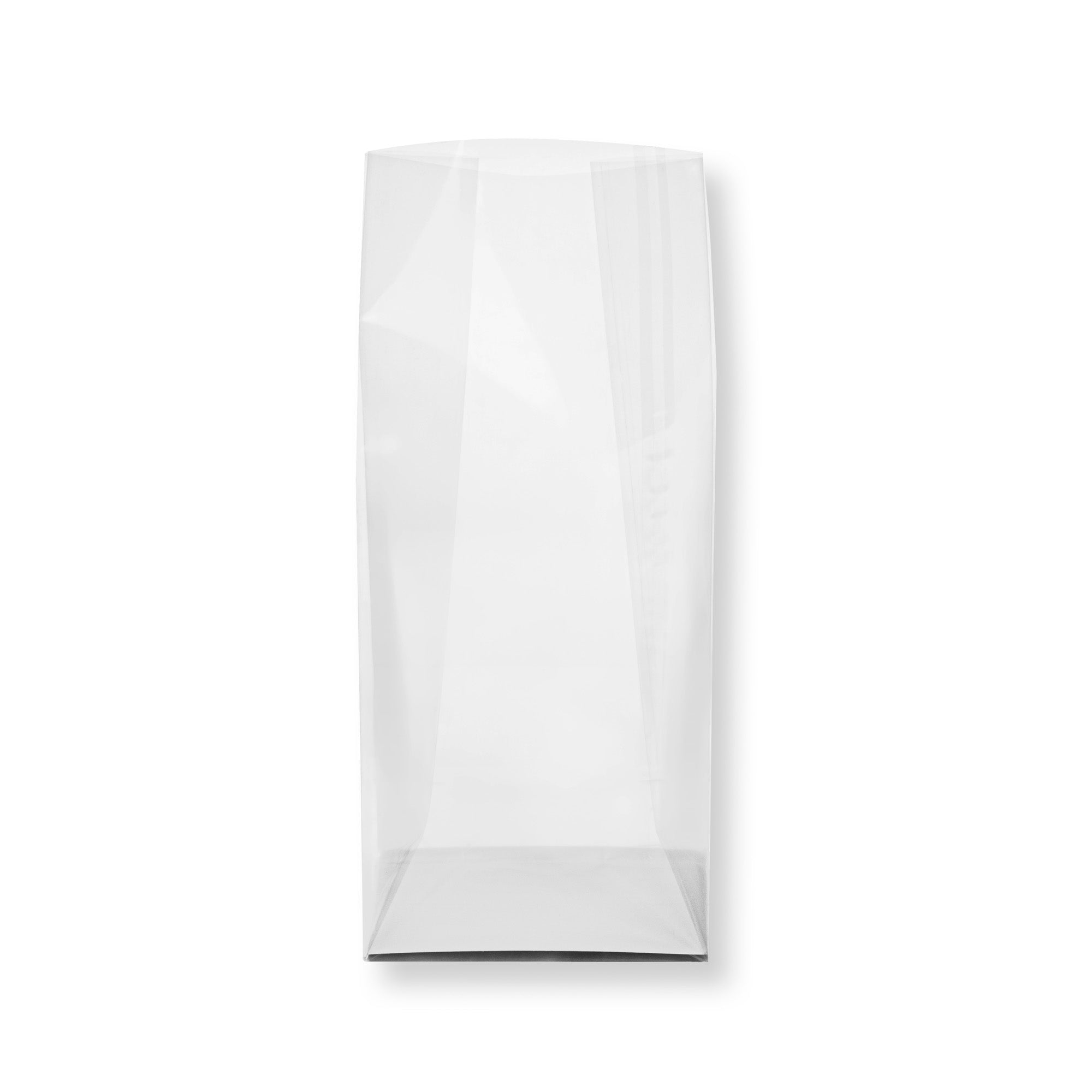restaurantware Bag Tek Clear Plastic Gusset Bag - Flat Bottom Paper Insert Heat Sealable - 5" x 3" x 12" - 100 count box