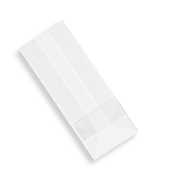 Restaurantware Bag Tek Clear Plastic Gusset Bag - Flat Bottom Paper Insert Heat Sealable - 2" X 1 1/2" X 5" - 100 Count Box