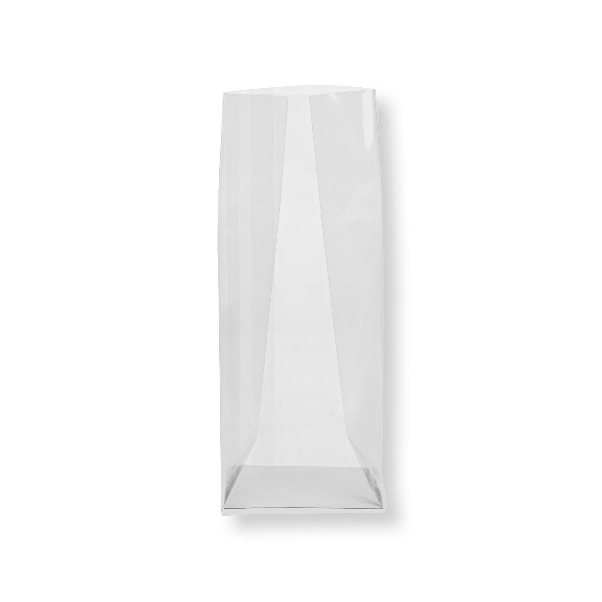 restaurantware Bag Tek Clear Plastic Gusset Bag - Flat Bottom Paper Insert Heat Sealable - 2" x 1 1/2" x 5" - 100 count box