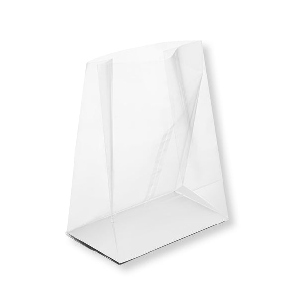 Restaurantware Bag Tek Clear Plastic Gusset Bag - Flat Bottom Paper Insert Heat Sealable - 7" X 4" X 9" - 100 Count Box