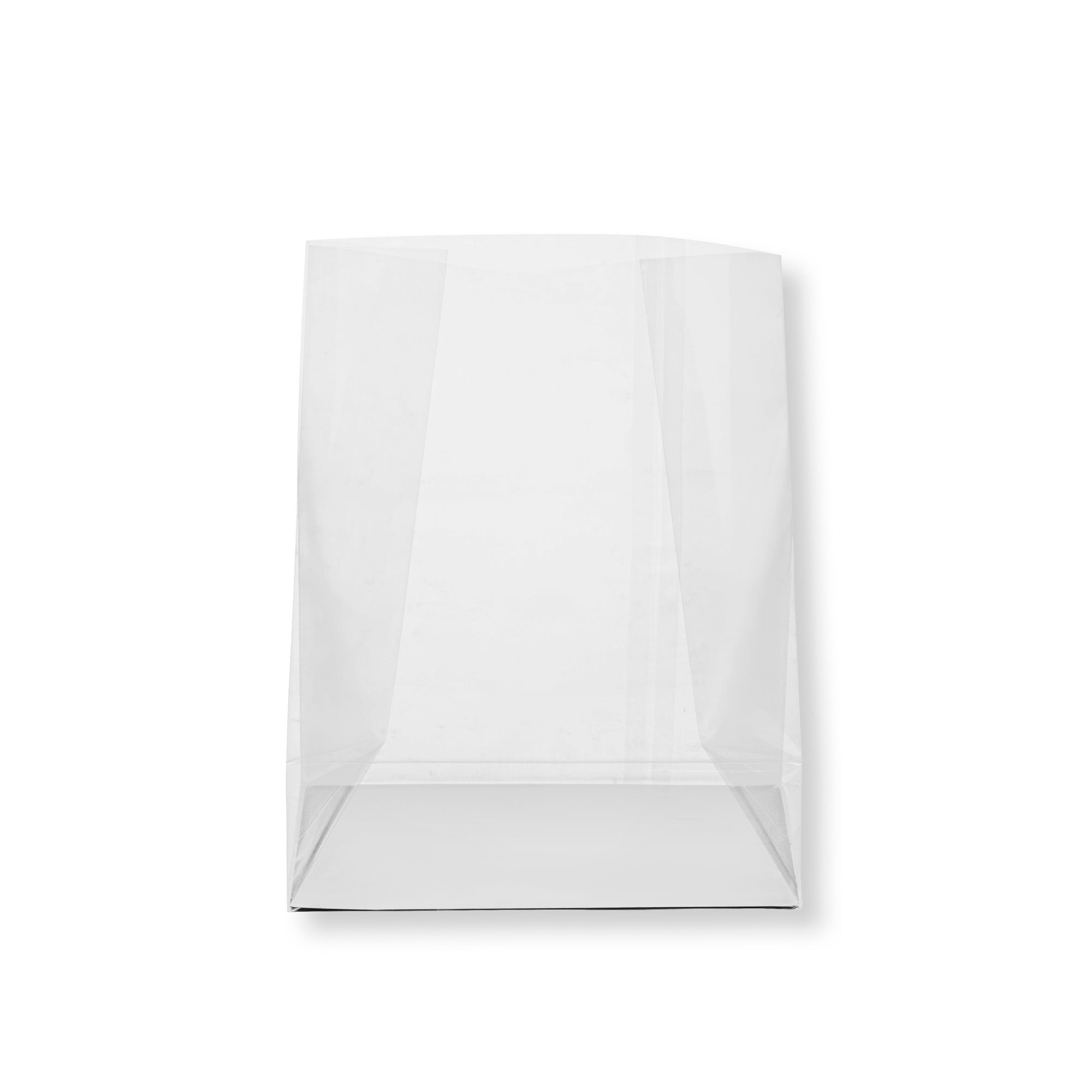 restaurantware Bag Tek Clear Plastic Gusset Bag - Flat Bottom Paper Insert Heat Sealable - 7" x 4" x 9" - 100 count box