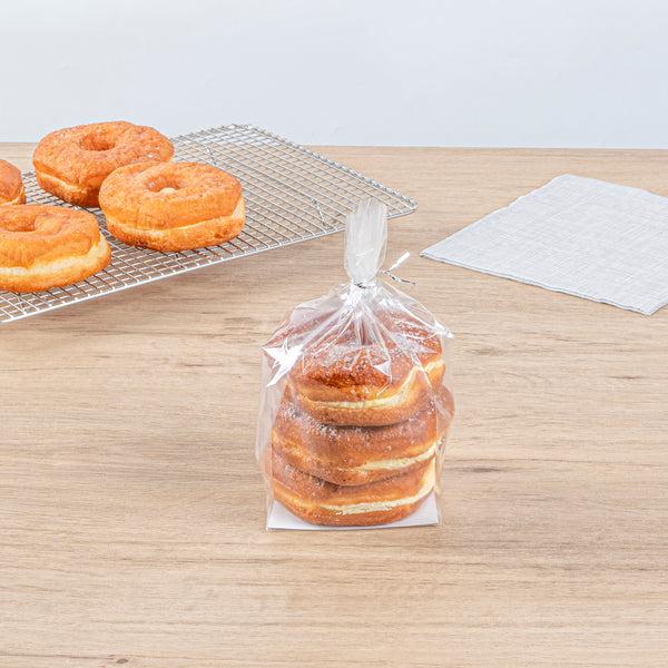 Restaurantware Bag Tek Clear Plastic Gusset Bag - Flat Bottom Paper Insert Heat Sealable - 4" X 4" X 9" - 100 Count Box