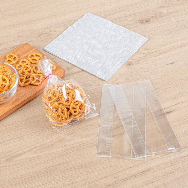 Restaurantware Bag Tek Clear Plastic Gusset Bag - High Clarity Heat Sealable - 4" X 2 1/4" X 8" - 100 Count Box