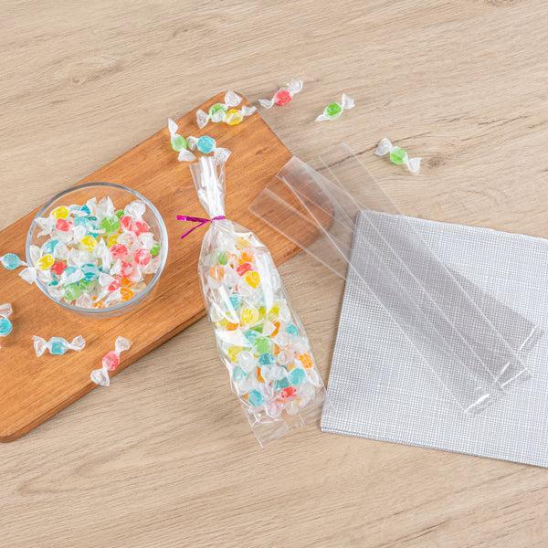 Restaurantware Bag Tek Clear Plastic Gusset Bag - High Clarity Heat Sealable - 2 1/2" X 2" X 9 3/4" - 100 Count Box