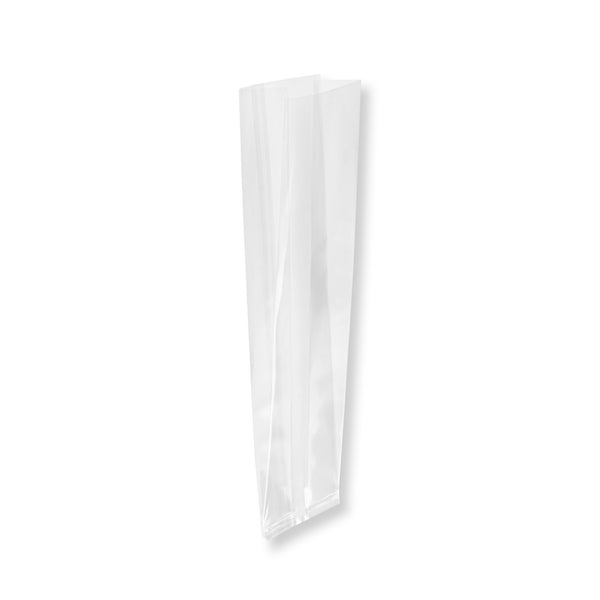Restaurantware Bag Tek Clear Plastic Gusset Bag - High Clarity Heat Sealable - 2 1/2" X 2" X 9 3/4" - 100 Count Box