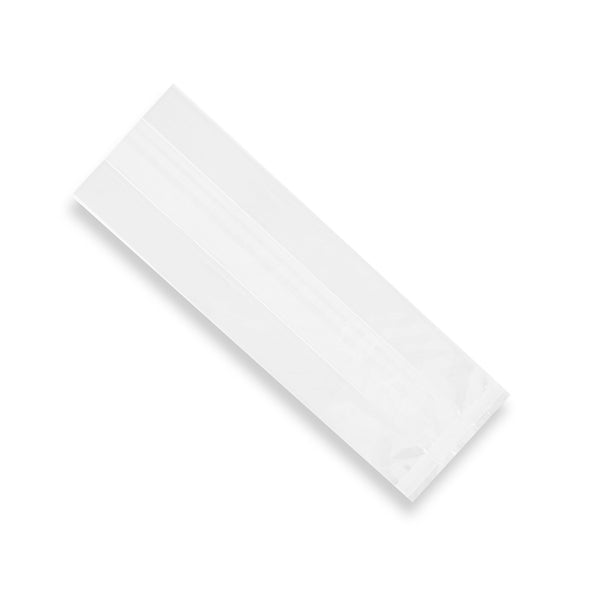 Restaurantware Bag Tek Clear Plastic Gusset Bag - High Clarity Heat Sealable - 3 1/2" X 2 1/4" X 9 3/4" - 100 Count Box