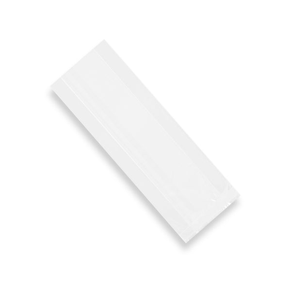 Restaurantware Bag Tek Clear Plastic Gusset Bag - High Clarity Heat Sealable - 3" X 1 1/4" X 8 1/4" - 100 Count Box