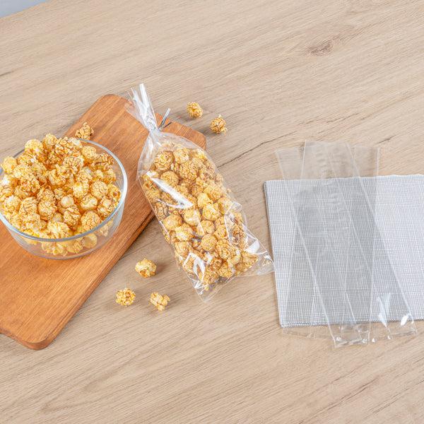 Restaurantware Bag Tek Clear Plastic Gusset Bag - High Clarity Heat Sealable - 3 3/4" X 1 1/4" X 12" - 100 Count Box