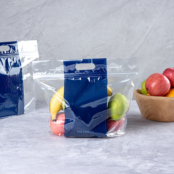 Restaurantware Bag Tek Clear Plastic Gusset Zip Bag - With Handles - 12 1/2" X 4 1/4" X 10 1/2" - 100 Count Box