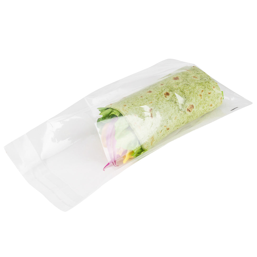 restaurantware Bag Tek Clear Plastic Lip and Tape Bag - Self Sealing - 7" x 5" - 100 count box
