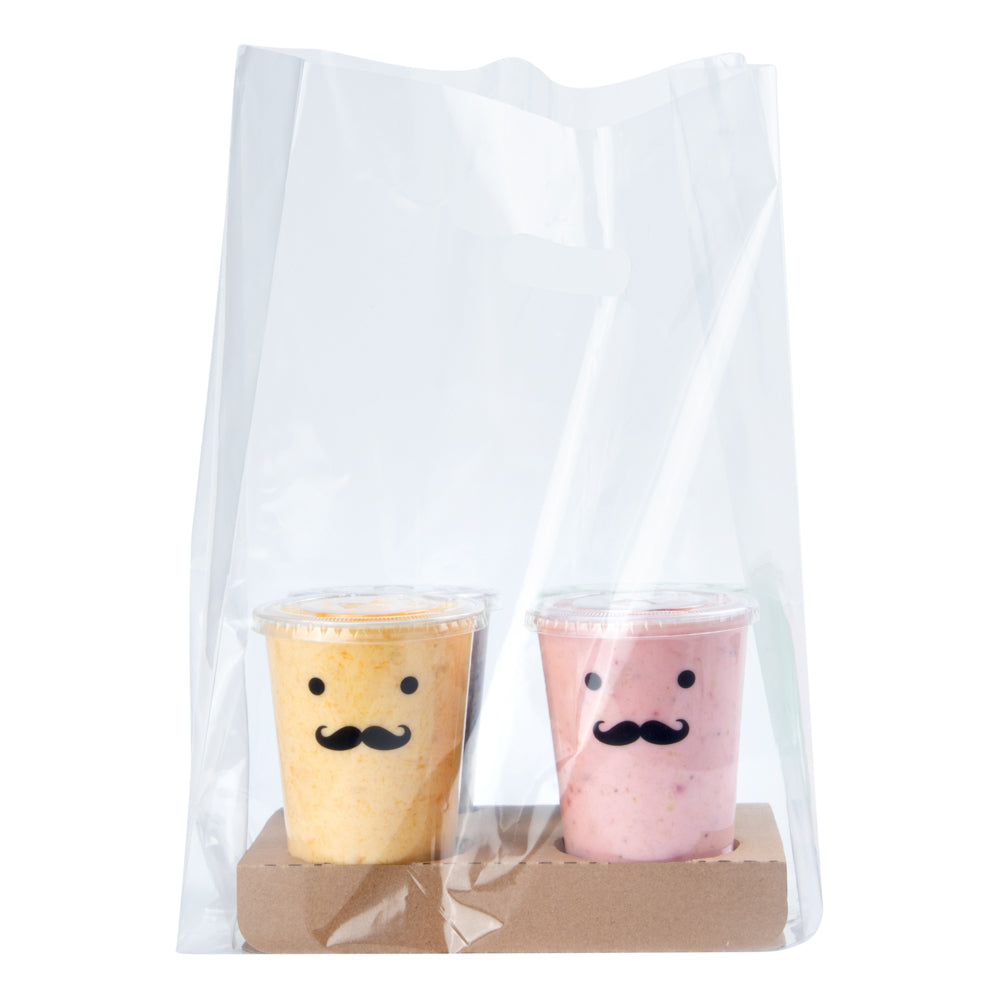 restaurantware Bag Tek Clear Plastic Take Out Bag - Fits 4-Cup Drink Carrier - 17 3/4" x 9 3/4" x 7" - 100 count box
