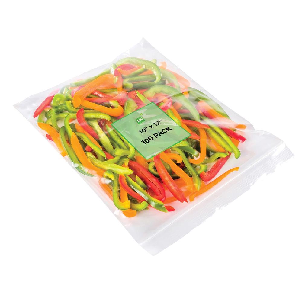 restaurantware Bag Tek Clear Plastic Zip Bag - BPA-Free High Clarity - 10" x 12" - 100 count box