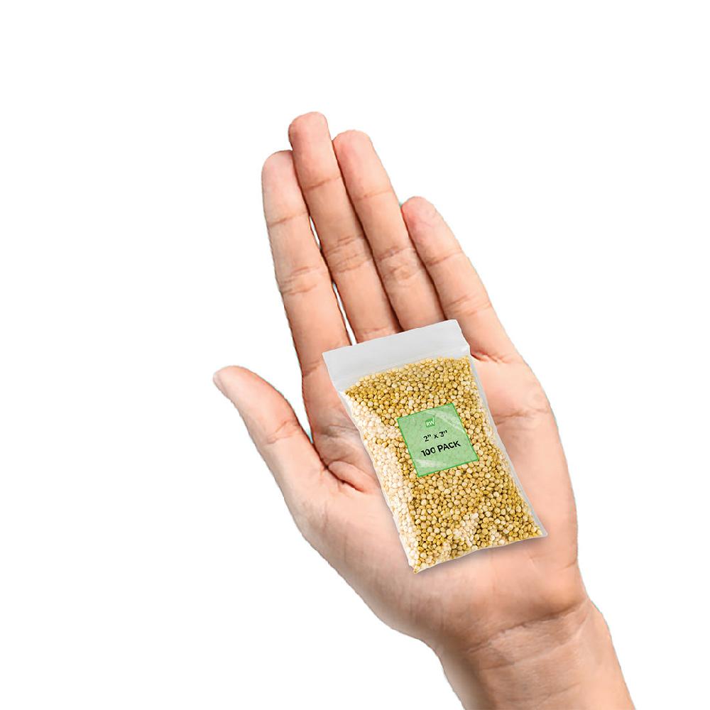 restaurantware Bag Tek Clear Plastic Zip Bag - BPA-Free High Clarity - 2" x 3" - 100 count box